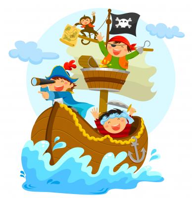 Fototapete Lächelnde Piraten auf dem Schiff