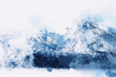 Fototapete Blaue Aquarell-Berge