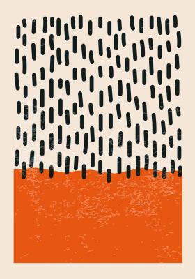 Poster Horizontale Flecken mit orangefarbenem Akzent