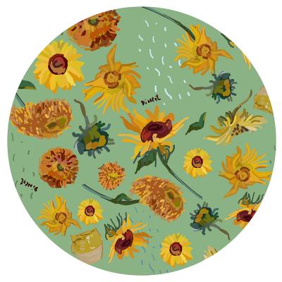 Sticker Van Goghs Sonnenblumen rundes Muster