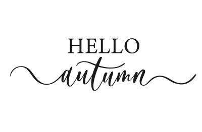 Poster Hello autumn Schriftzug auf weißem Hintergrund