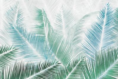 Fototapete Botanisches Muster blaue und grüne Palmblätter