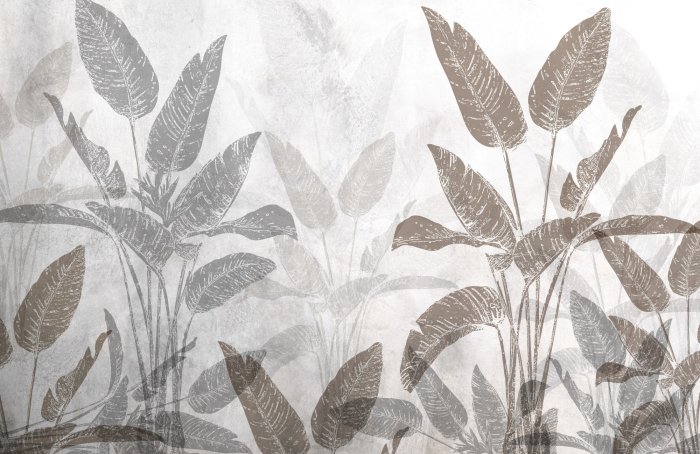 Fototapete Strelitzia große tropische Pflanzen auf einem Betonhintergrund