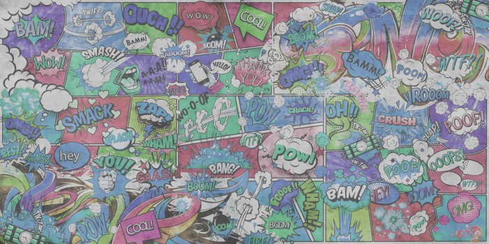 Fototapete Comic-Hintergrundmuster mit Sprechblasen und Inschriften im jugendlichen Stil