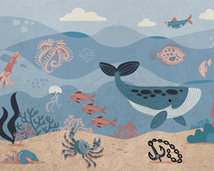 Fototapete Tiere in der Unterwasserwelt Kindermuster