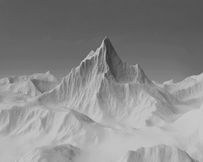Fototapete Schwarz-weiße Berglandschaft im abstrakten 3D-Stil