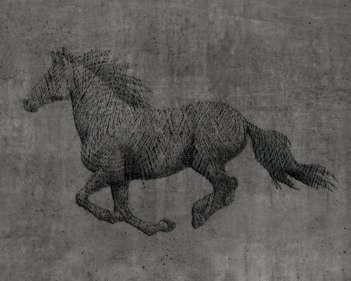 Fototapete Galoppierendes Pferd auf strukturiertem Hintergrund