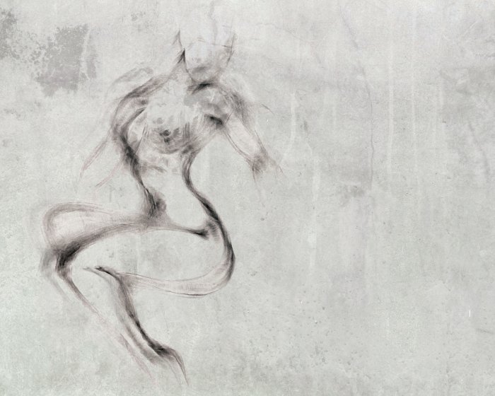 Fototapete Weibliche Silhouette im Skizzenstil auf strukturiertem Hintergrund