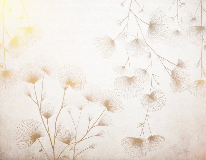 Fototapete Wildblumen auf einem beigefarbenen strukturierten Hintergrund