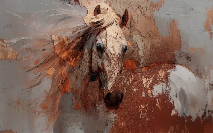 Fototapete 3D-Pferdeportrait mit Goldverzierungen
