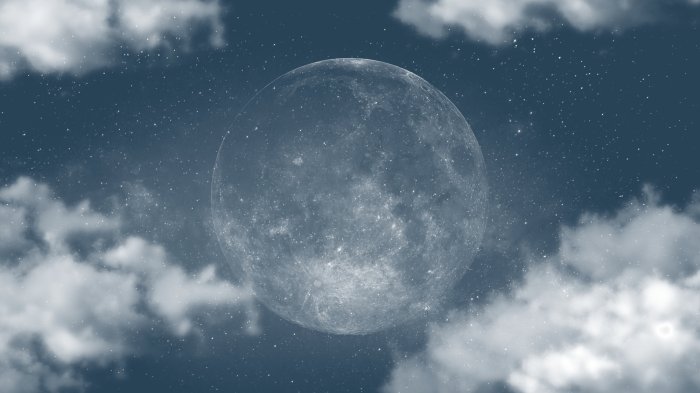 Fototapete Vollmond zwischen den Wolken am Himmel