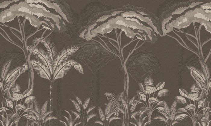 Fototapete Tropische Waldlandschaft auf braunem Hintergrund