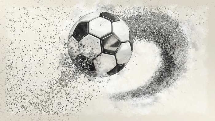 Fototapete 3D-Fußball auf einem Aquarell-Hintergrund