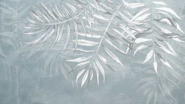 Botanisches Muster der weißen und grauen Palmblätter