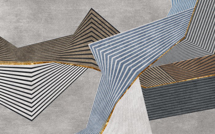 Fototapete Geometrische abstrakte Formen mit goldenen Linien