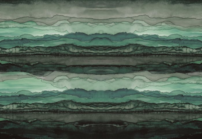 Fototapete Abstrakte geteilte Wellen im Aquarellstil