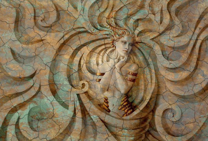 Fototapete Abstrakte 3D-Skulptur einer Frau