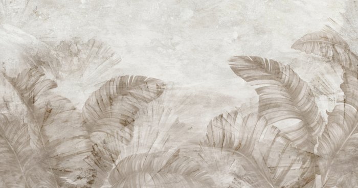 Fototapete Grafiken mit Blättern in Beigetönen