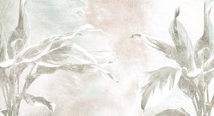 Fototapete Bananenblätter auf pastellfarbenem Hintergrund