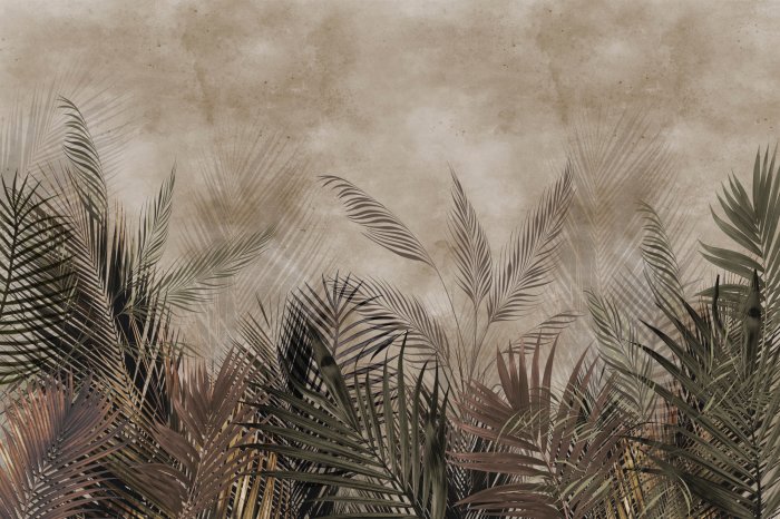 Fototapete Tropische Komposition mit Palmblättern auf beigem Hintergrund