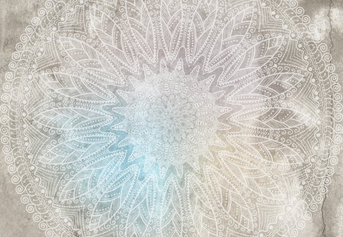 Fototapete Dekoratives Mandala auf konkretem Hintergrund