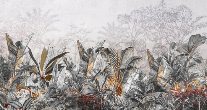 Fototapete Tropisches Blattmuster in Braun und Beige