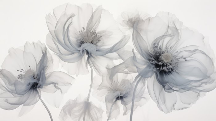 Fototapete Zarte graublaue Blüten