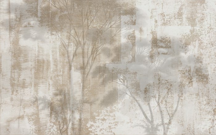 Fototapete Bäume auf einem Karton Hintergrund Landschaft in Beigetönen