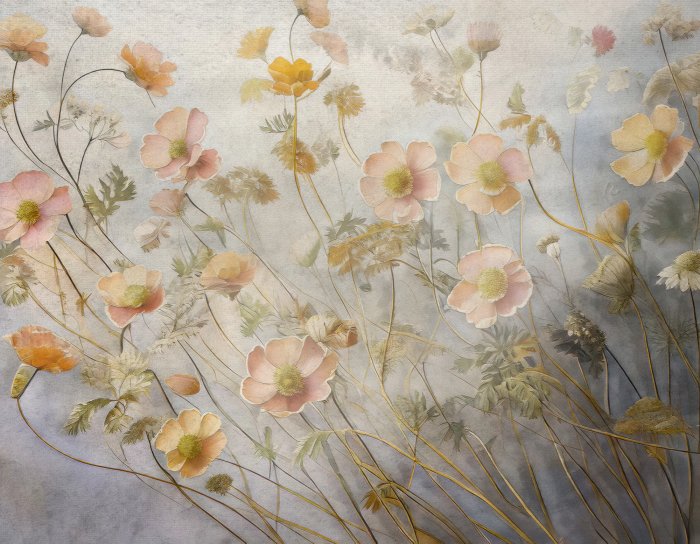 Fototapete Botanisches Muster mit Vintage-Blumen