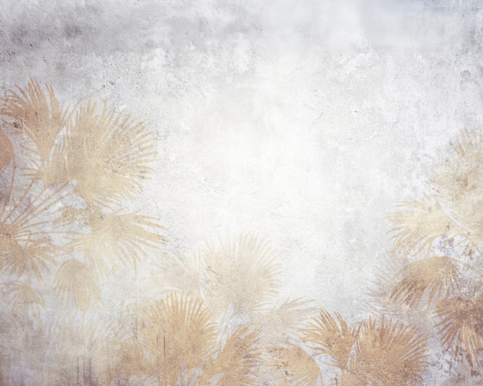 Fototapete Exotische Vegetation auf grauem Beton