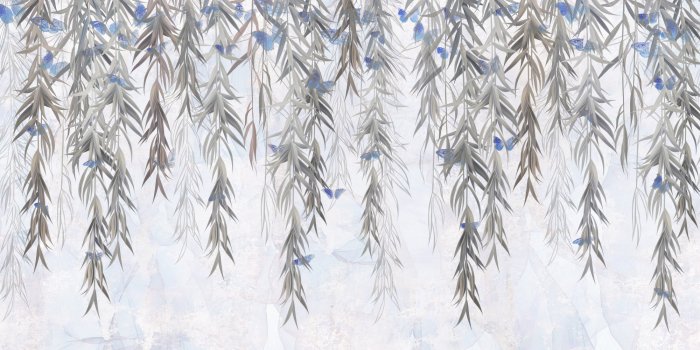 Fototapete Hängende Pflanzenreben auf einem Betonhintergrund