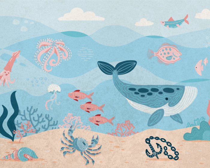 Fototapete Tiere in der Unterwasserwelt Muster für Kinder