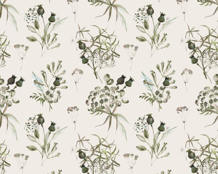 Fototapete Zweige von Wildblumen und Pflanzen