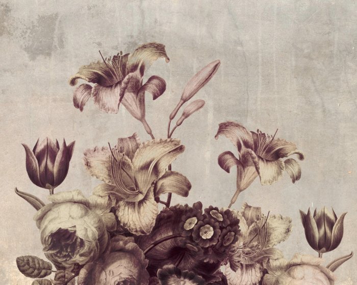 Fototapete Vintage-Blumen auf strukturiertem Hintergrund