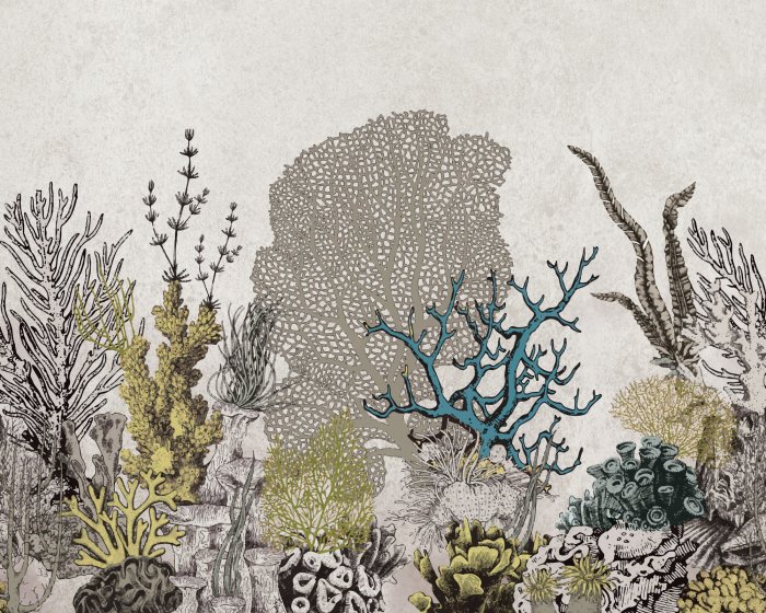 Fototapete Korallenmeermuster auf strukturiertem Hintergrund