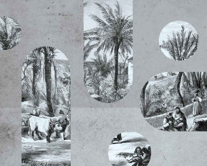 Fototapete Schwarz-weiße Landschaft in geometrischen Formen