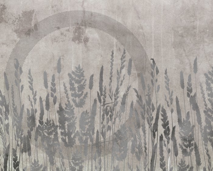 Fototapete Wildblumen mit Betonhintergrund im modernen Stil