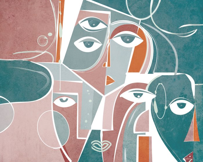Fototapete Abstrakte Gesichter mit geometrischen Formen