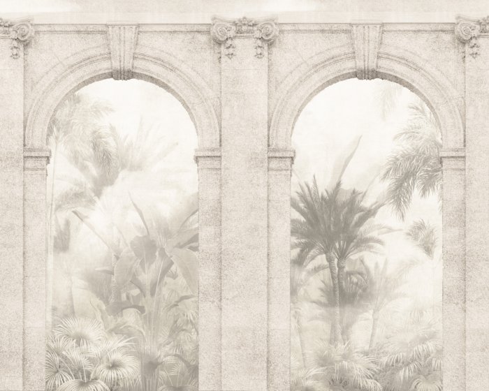 Fototapete Architektonische Bögen und tropische Pflanzenlandschaft