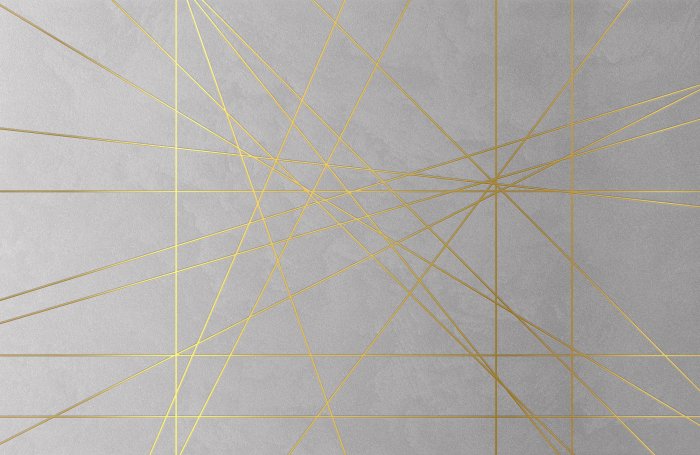Fototapete Goldene geometrische Linien auf grauem Beton