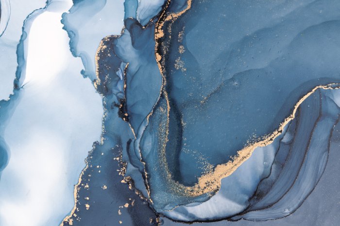 Fototapete Blauer Marmor mit Gold