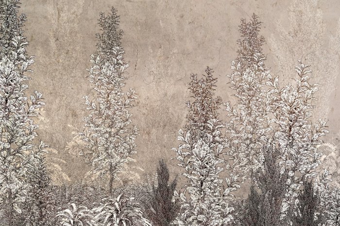 Fototapete Pflanzen auf beigem Betongrund