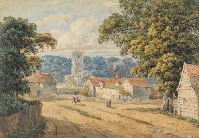 Fototapete Die idyllische Landschaft einer ländlichen Siedlung