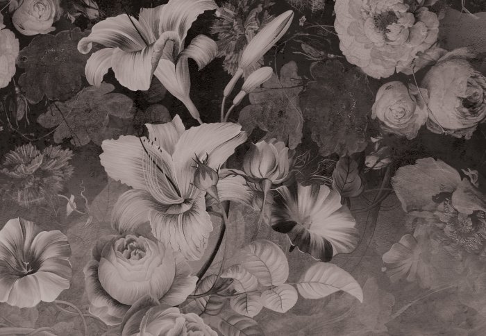 Fototapete Vintage-Blumen auf dunklem Hintergrund
