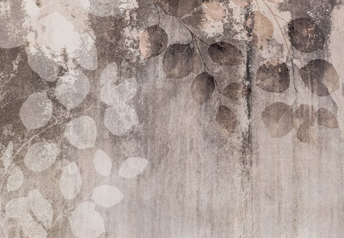 Fototapete Eukalyptuszweige auf konkretem Hintergrund