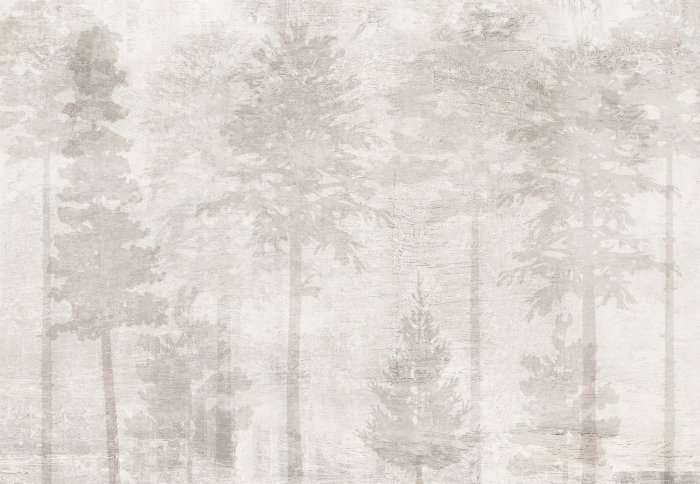 Fototapete Ein Wald mit Bäumen in Beigetönen