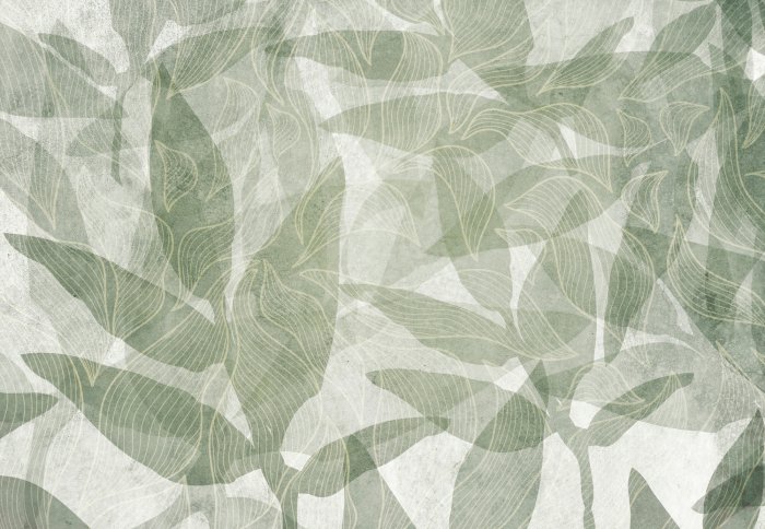 Fototapete Grüne Blätter und geometrische Formen