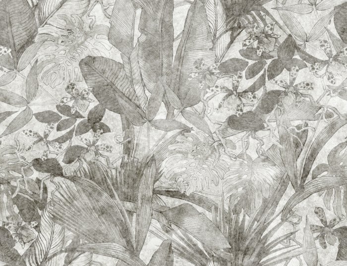 Fototapete Ein Vintage-Arrangement mit tropischen Blättern