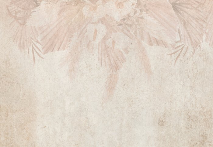 Fototapete Eine Komposition aus hängenden Blumen und tropischen Blättern