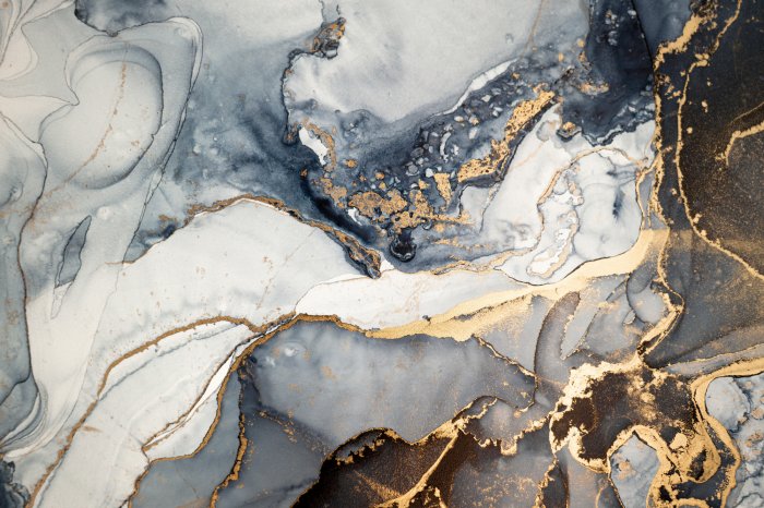 Fototapete Marmorierte abstrakte Komposition mit goldenen Elementen